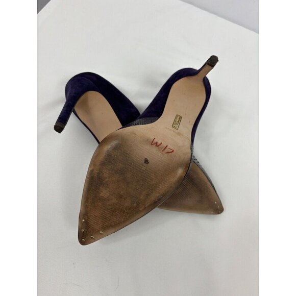 Louise et Cie Hermosah Pumps Heels Purple Suede Snakeskin Embossed 7.5 M 7.5M - Picture 5 of 8